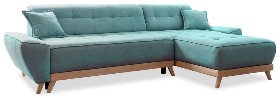 Tyrkysovomodrá rozkladacia rohová pohovka (variabilná) Dazzling Daisy – Miuform