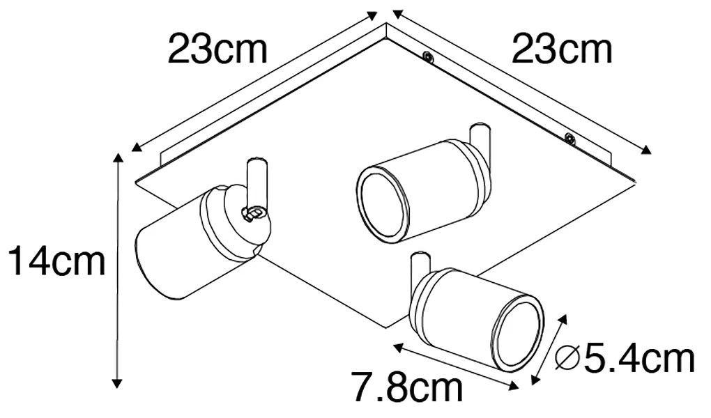 Inteligentné kúpeľňové bodové svetlo čierne štvorcové IP44 vrátane 3 Wifi GU10 - Ducha