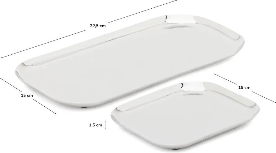 Servírovacie tácky v súprave 2 ks z nehrdzavejúcej ocele 15x29 cm Nirela – Kave Home