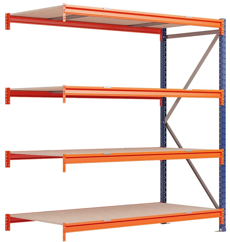 Kovový regál LONGSPAN, prídavný modul 200x185x80cm, 800kg na policu
