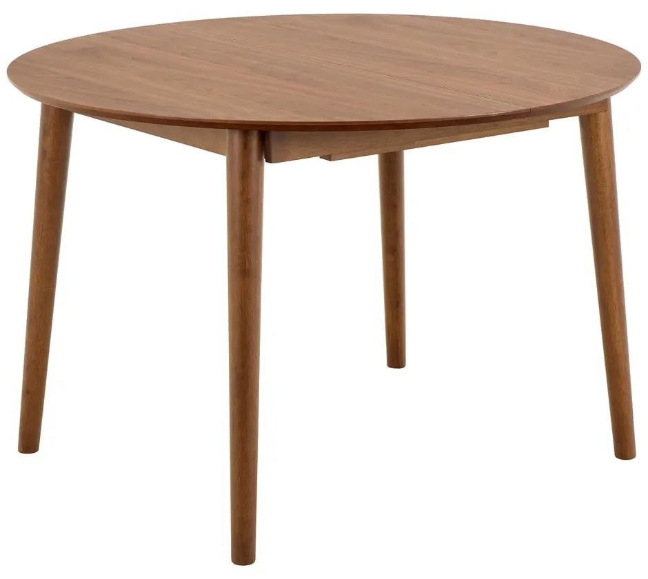 Okrúhly rozkladací jedálenský stôl s prídavnou doskou v dekore orecha ø 115 cm Montreux – Actona