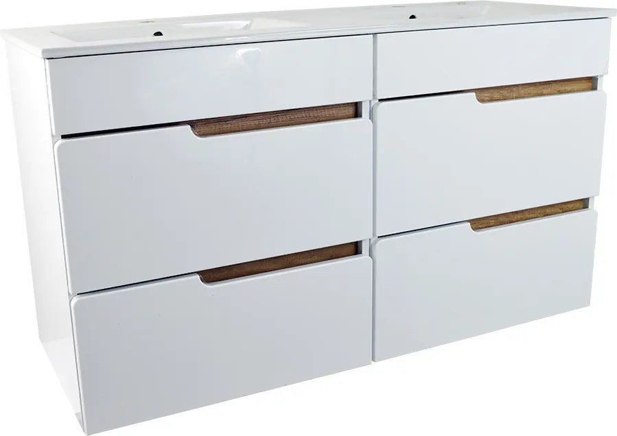 Comodo Kúpeľňová skrinka s keramickým dvojumývadlom Spok 120-4Z