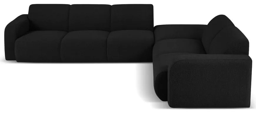 Čierna rohová pohovka z textílie bouclé (pravý roh) Molino – Micadoni Home