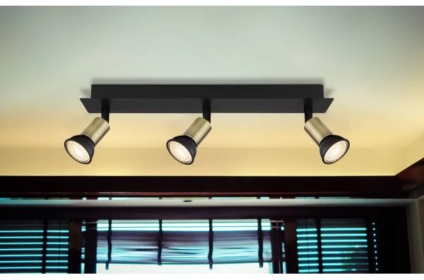 Globo 57998-3B - Bodové svietidlo DREW 3xGU10/35W/230V čierna/mosadz
