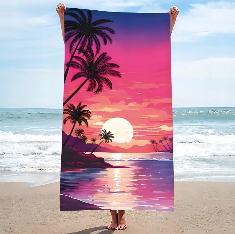 Plážová osuška TAHITI 100x180 cm fialová, 100% mikrovlákno