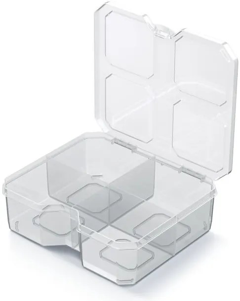 Triediaci organizér, úložný box na drobnosti, 4 priehradky SQR box, 16x14x5