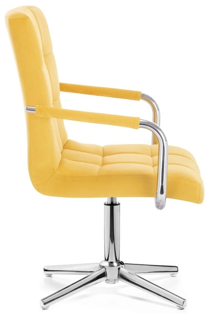 LuxuryForm DESIGN Stolička VERONA VELUR na striebornom kríži - žltá