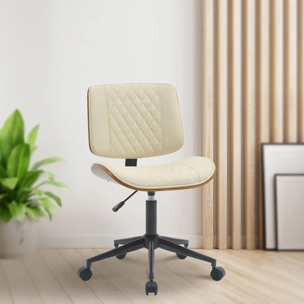 Design-Shop Kancelárska stolička Plover koženka - Orech / Krémová
