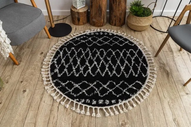 Koberec BERBER ETHNIC G3802 kruh čierny / biely Fredzle berber marokánsky