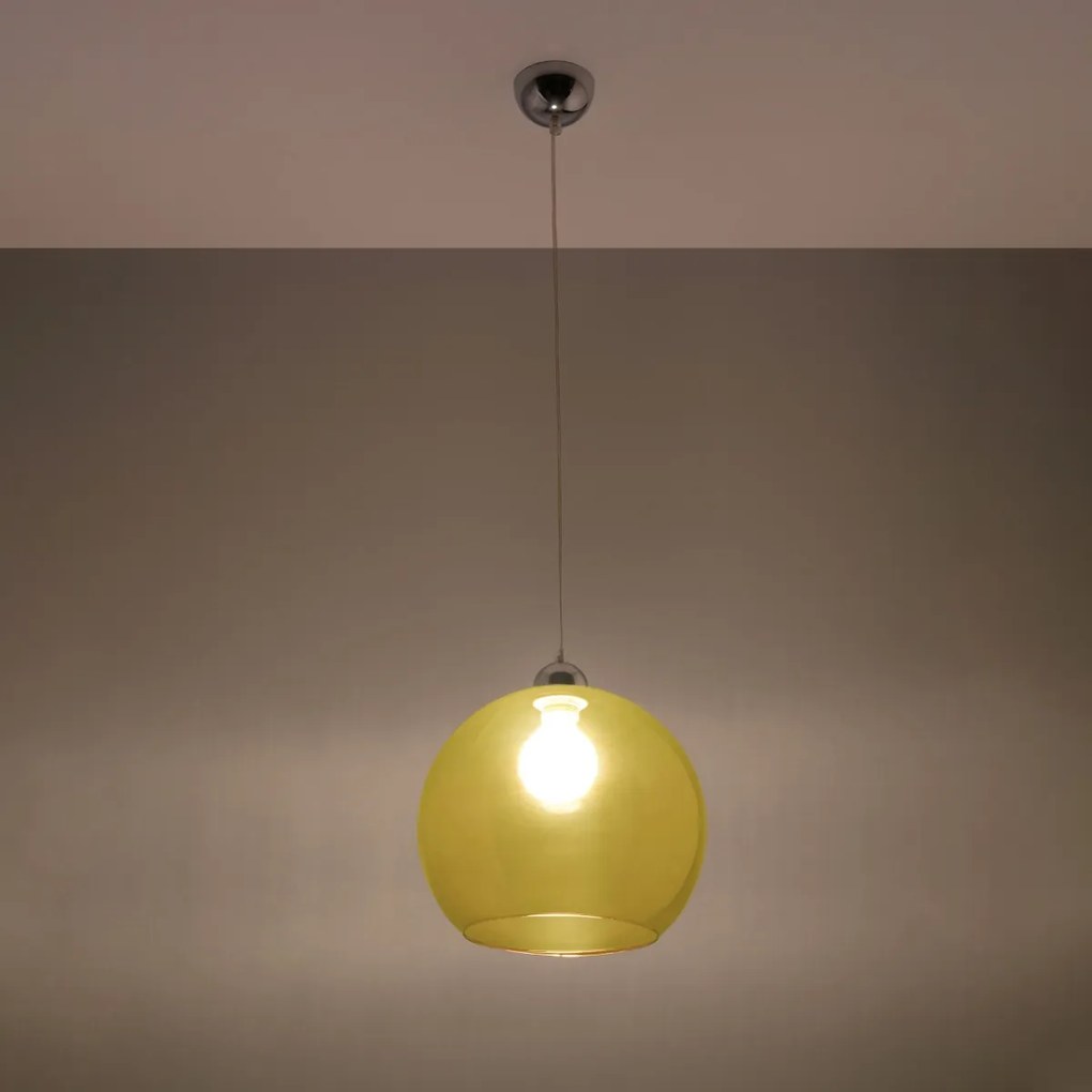 Závesné svietidlo Ball, 1x žlté sklenené tienidlo