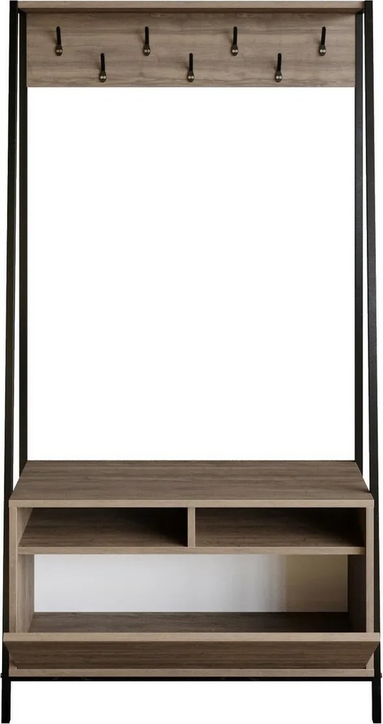 Vešiak so skrinkou na topánky Devin Walnut and Black