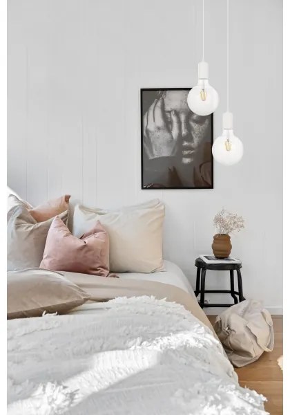 Luster na lanku MIROS 2xE27/60W/230V guľatý biela