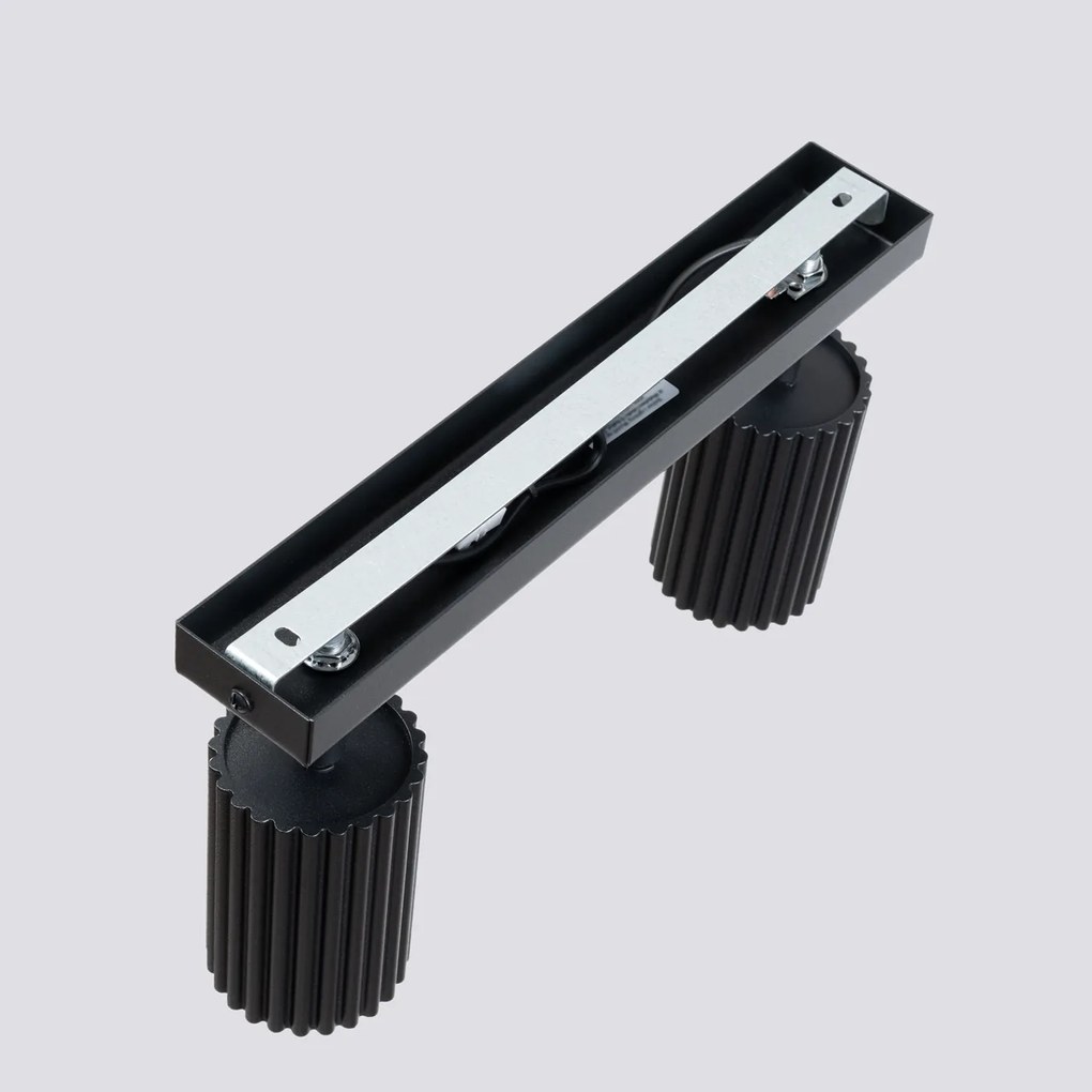 Bodové svietidlo Karbon, 2x čierne kovové tienidlo, (možnosť polohovania)