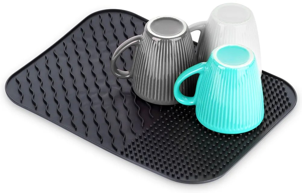 VILDE Podložka - odkvapkávač k drezu, čierny 34 x 26,5 cm