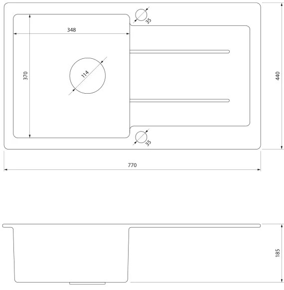 Samona - Kuchynský drez SAMONA 77x44 cm granit/čierna