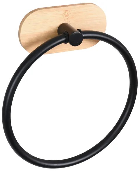 BISK Erga Plain, prsteňový držiak na uteráky, čierna matná-hnedá, ERG-08060