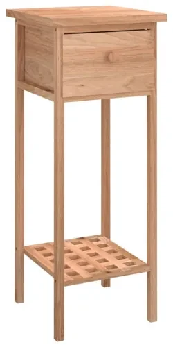 vidaXL Príručný stolík so zásuvkou 25x25x60cm masívne orechové drevo-