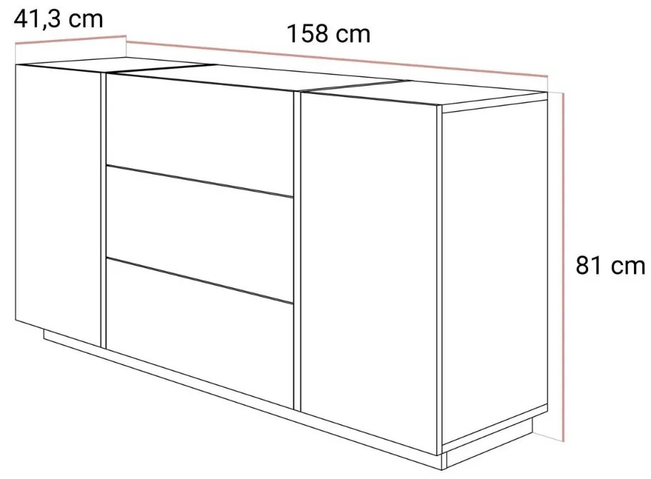 KOMODA SANTINO KAŠMÍR LESK / ZLATÁ 158 cm