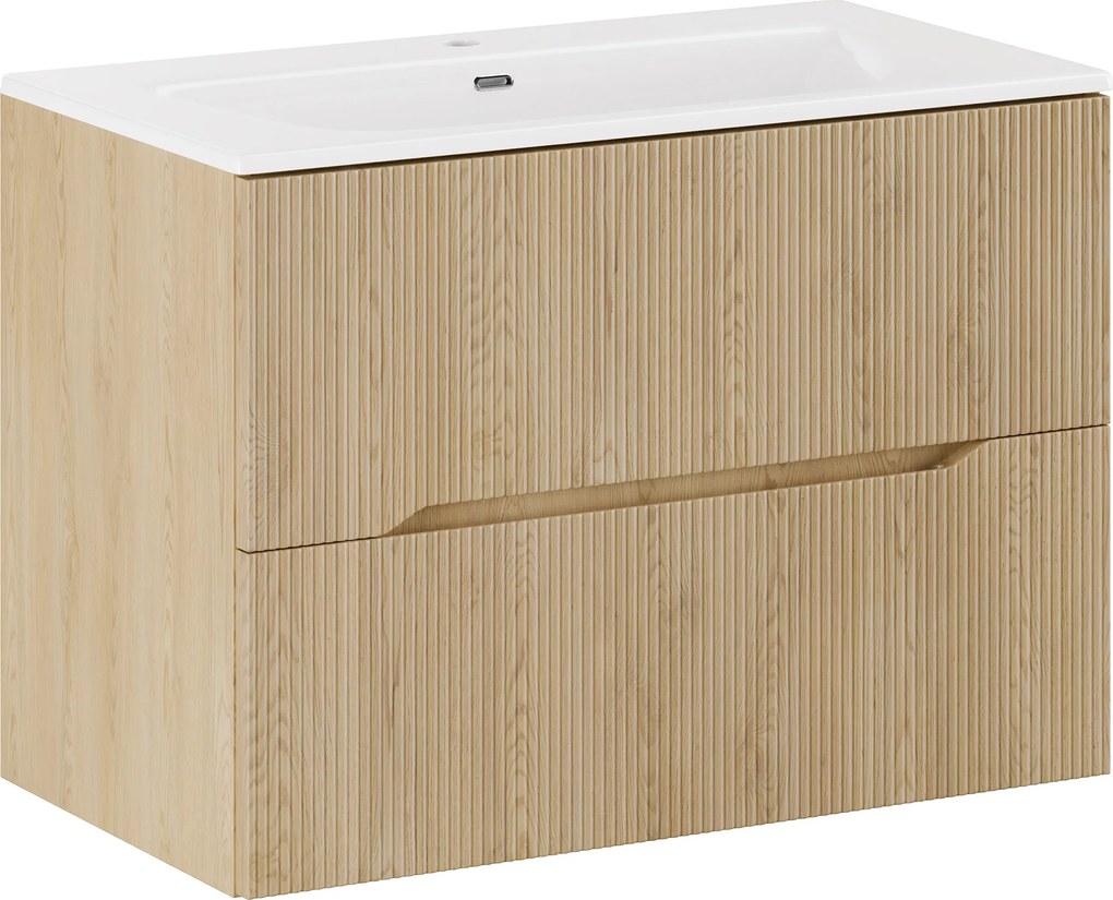 Comad Kúpeľňová skrinka s keramickým umývadlom Nordic Cremona 80 cm - dub cremona
