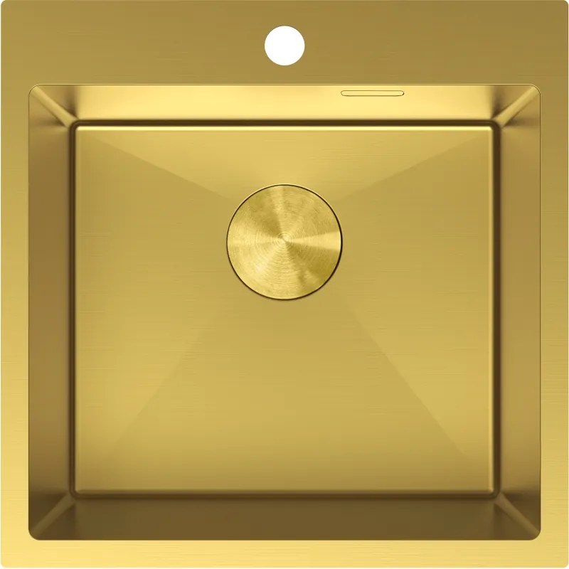 Mexen Solix, 1-komorový nerezový drez 500 x 500 mm, brúsená zlatá, 6407501000-55