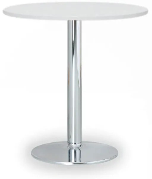 Konferenčný stolík FILIP II, priemer 80 cm, chrómovaná podnož, biela