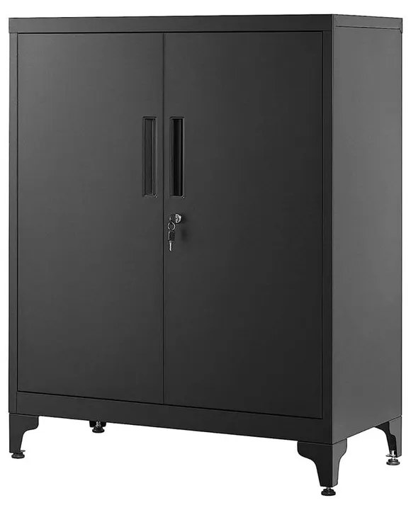 SONGMICS Oceľová kartotéka s 2 uzamykateľnými dvierkami – OMC013 Farba: čierna