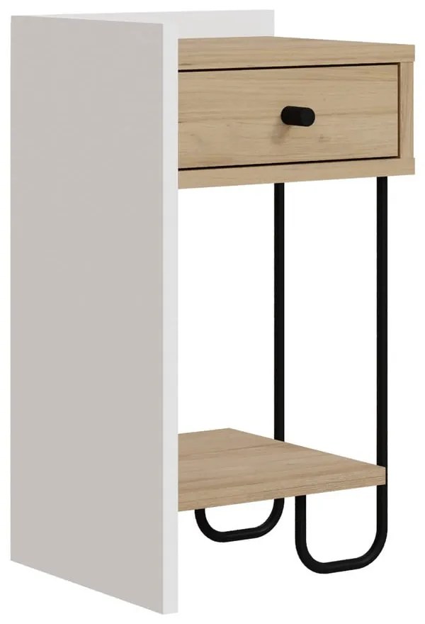 Biely/v prírodnej farbe nočný stolík v dekore duba s poličkami Mercure – Marckeric