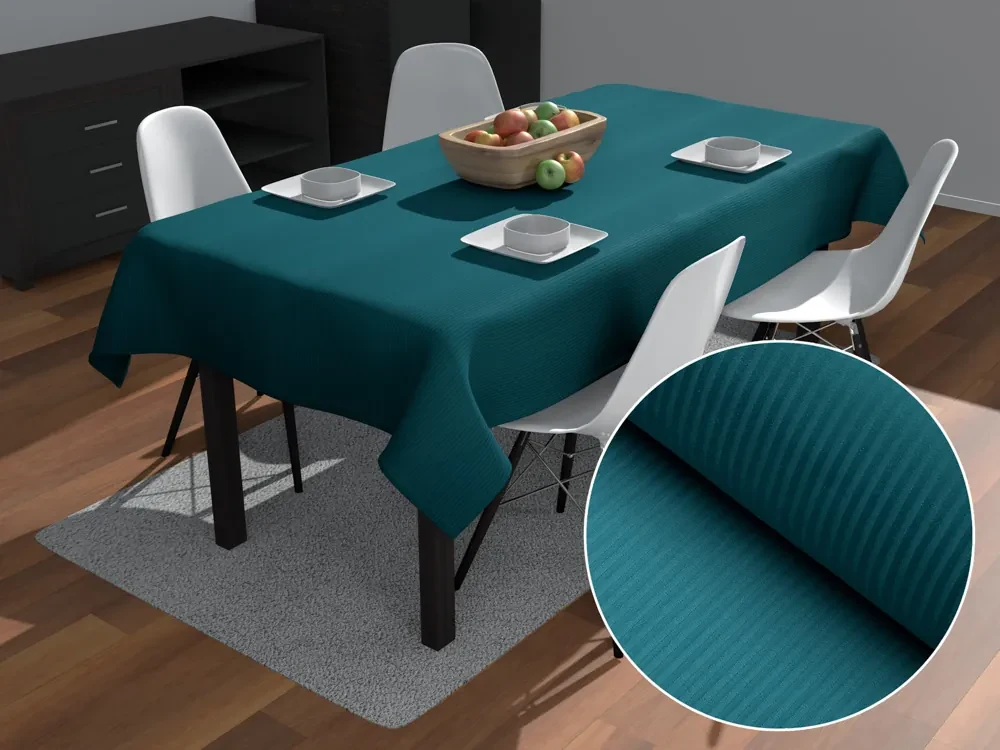Biante Damaškový obdĺžnikový obrus Atlas Grádl DM-014 Sýto petrolejový - tenké pásiky 3 mm 100x140 cm