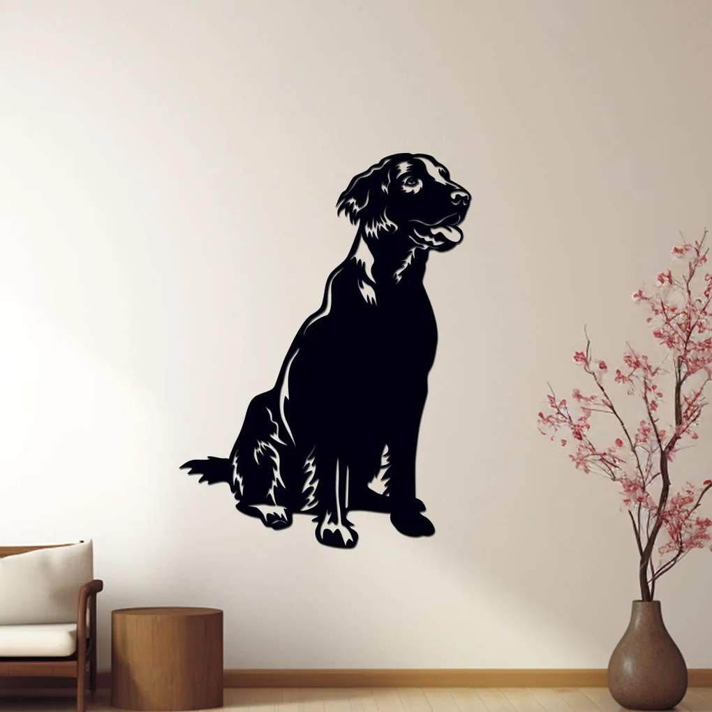 dřevo života Drevená dekorácia s motívom psa Flat Coated Retriever Rozmery - cm: 30x40, Zvoľte farbu dekoru: Čierna