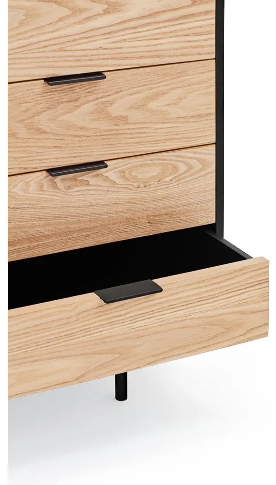 Nízka komoda v dekore duba v čierno-prírodnej farbe 159x80 cm Sierra – Teulat