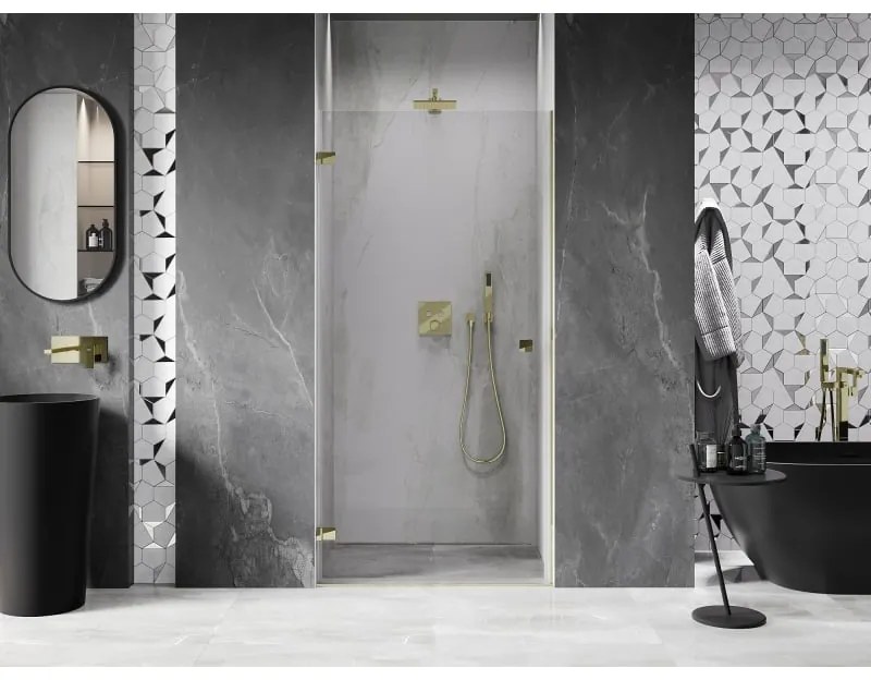 Mexen, Mexen Lunar-B Otočné ľavé sprchové dvere 75 cm, transparentné, zlaté - 832-075-000-50-00-L