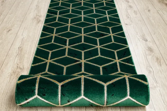Behúň EMERALD exkluzívny 1014 glamour, styl kocka zelený/zlatý