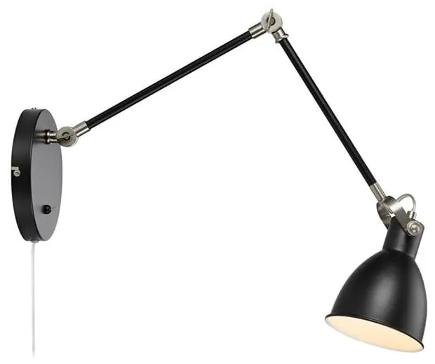 Čierna nástenná lampa Markslöjd House, dĺžka ramena 84,5 cm