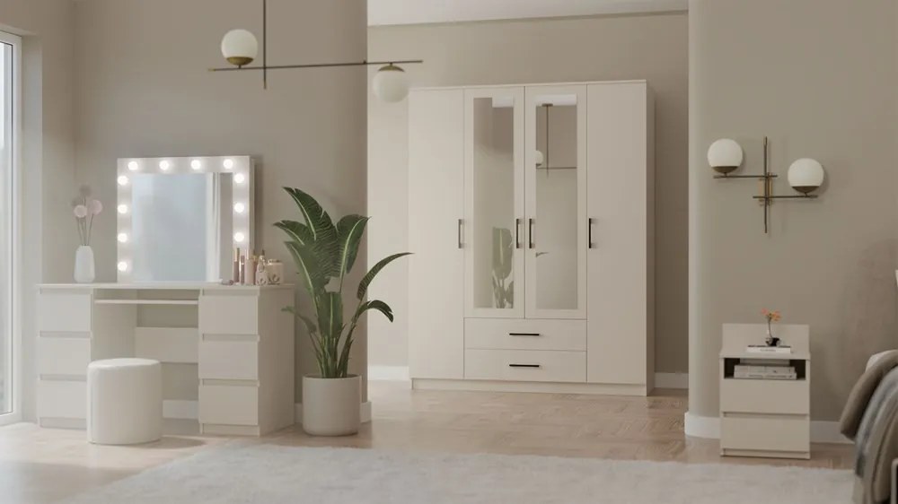 Šatníková skriňa Romana 160 cm so zrkadlom kašmír