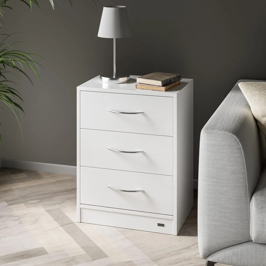 Casaria Nočný stolík ELOISE s podsvietením, 54x39x28cm, biela