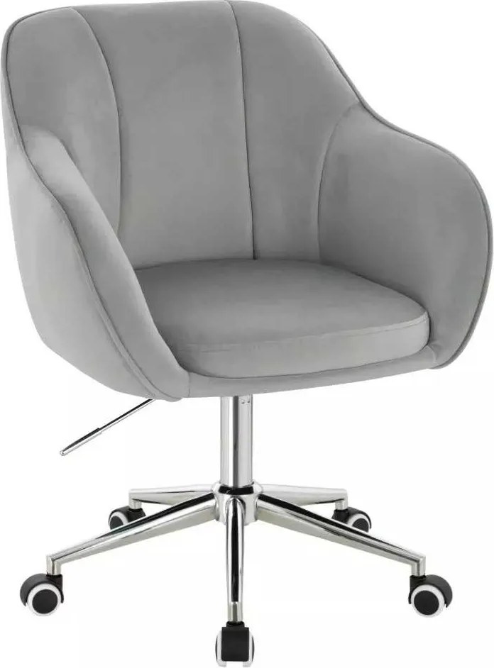 LuxuryForm DESIGN Stolička AVOLA VELUR na striebornej podstave s kolieskami - svetlo šedá