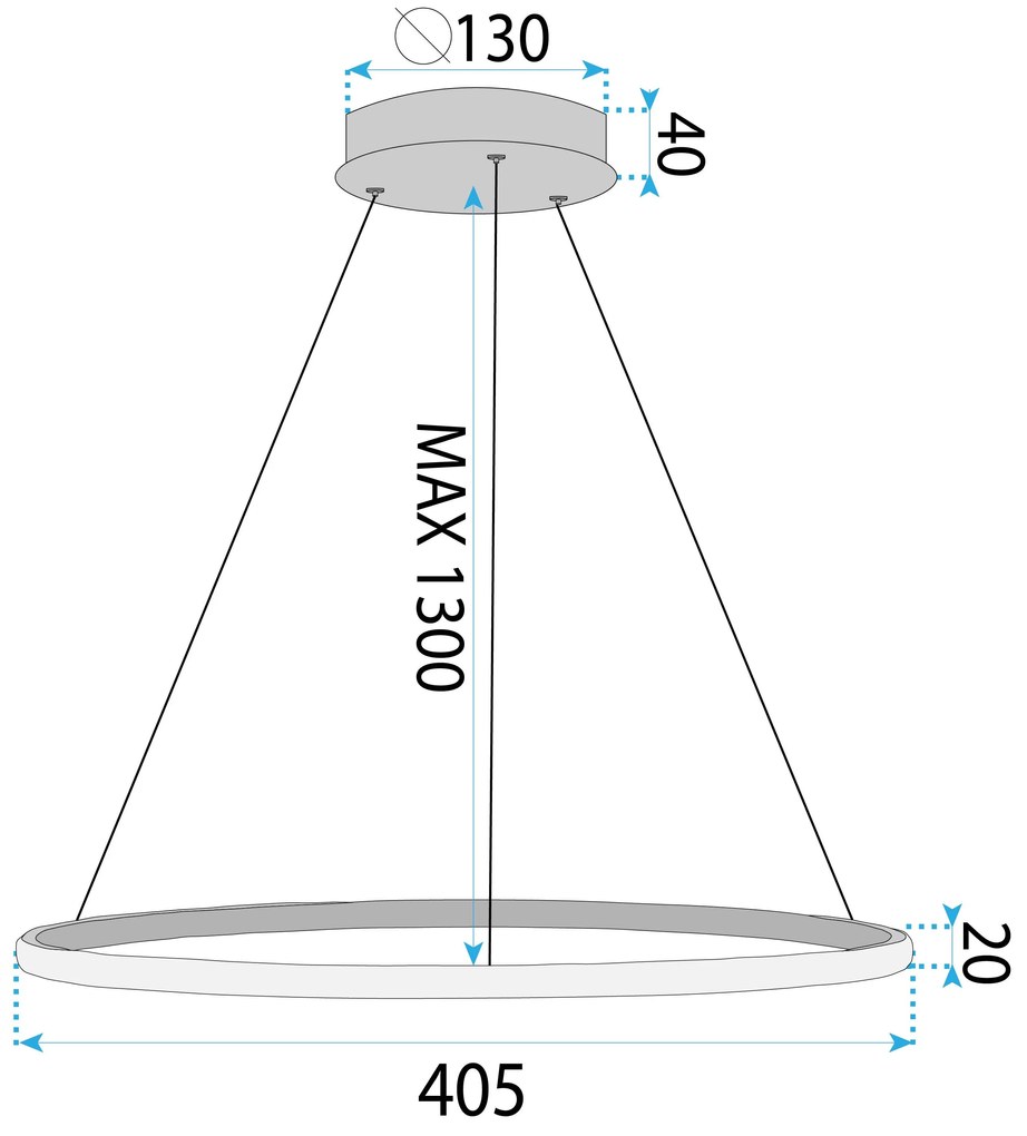 Toolight Toolight, závesné svietidlo 40cm, 24W, 3000K, LHJ001-CP, zlatá lesklá, OSW-50000