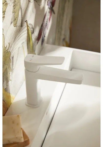 KFA Armatura 4522-815-44 - Umývadlová batéria + vypúšťací ventil MALAGA 15,9 cm biela