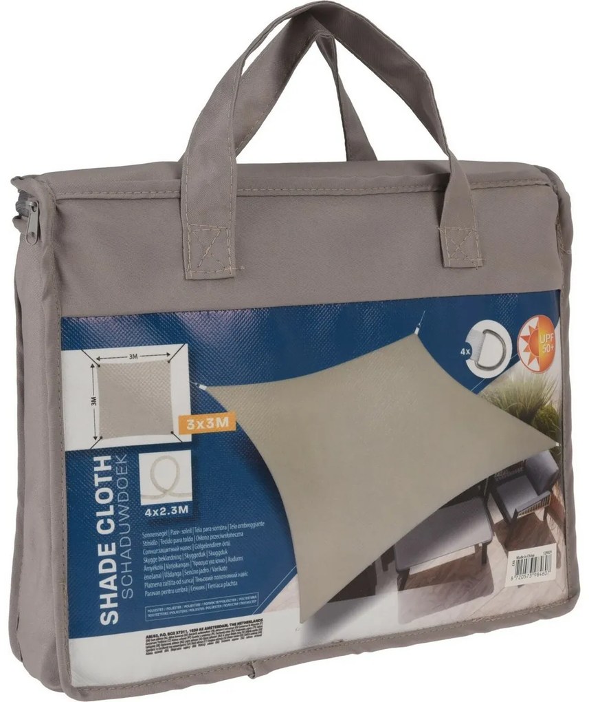 Tieniaca plachta s UV filtrom 50+, farba taupe, 3 x 3 m