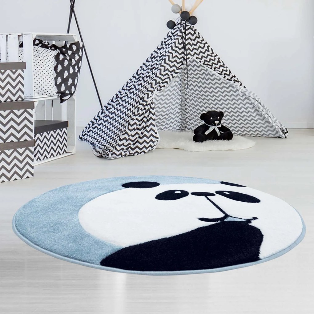 Dekorstudio Okrúhly detský koberec BEAUTY Modrá panda Priemer koberca: 160cm