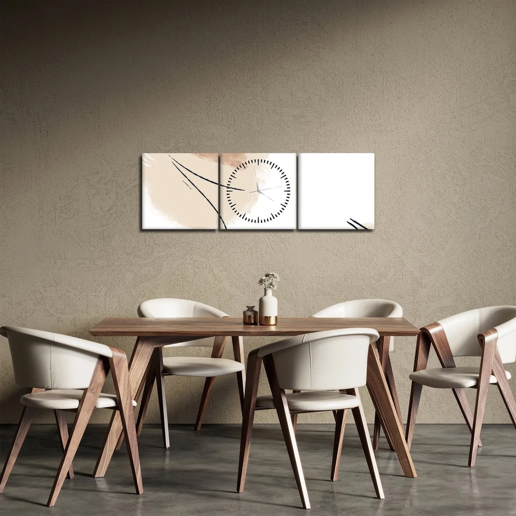 Obraz - Biela abstrakcia (s hodinami) (90x30 cm)