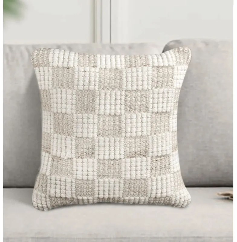 Vankúš GIANH 45x45 cm z pravej vlny a juty