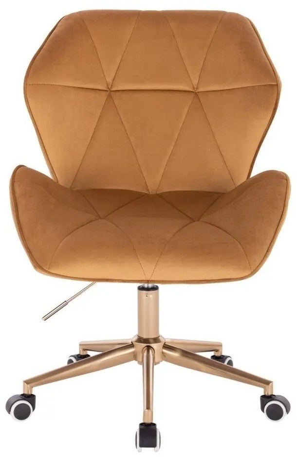 LuxuryForm DESIGN Stolička MILANO MAX VELUR na zlatej podstave s kolieskami - medová