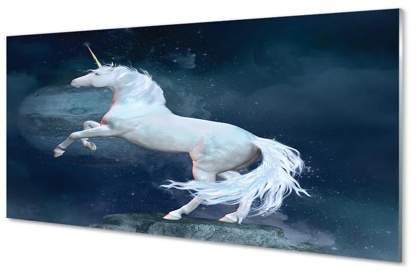 Obraz plexi Unicorn planét sky 100x50cm