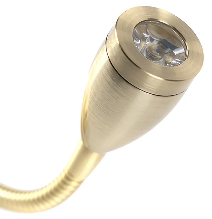 Zlatá nástenná lampa s USB a bielym tienidlom 18 cm - Brescia Combi