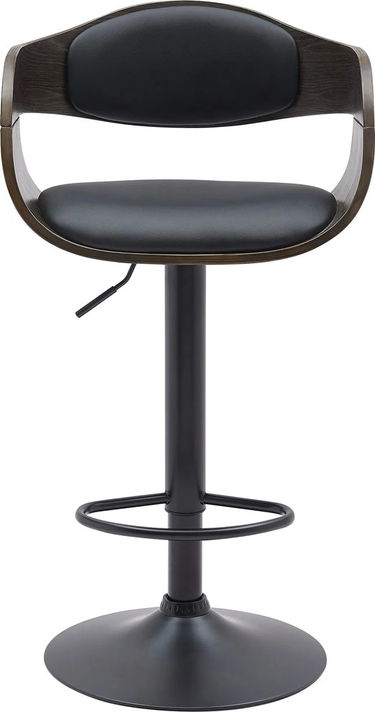 Barová stolička Kingston B - koženka, čierny rám - čierna/šedá