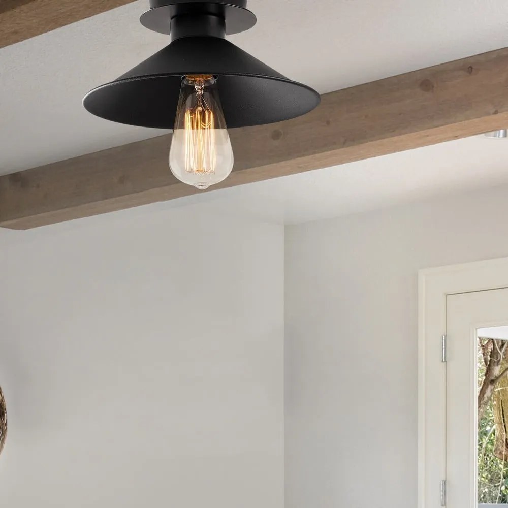 Čierne stropné svietidlo s kovovým tienidlom ø 24 cm Berceste – Opviq lights