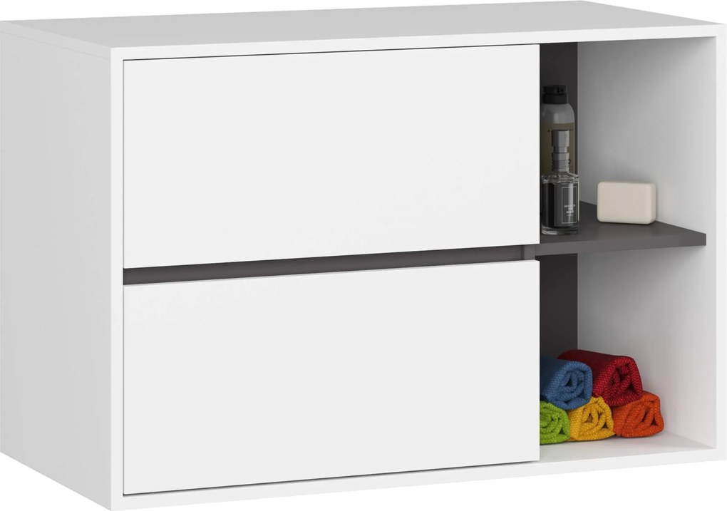 Závesná skrinka pod umývadlo VAMI 90 cm biela/grafitová