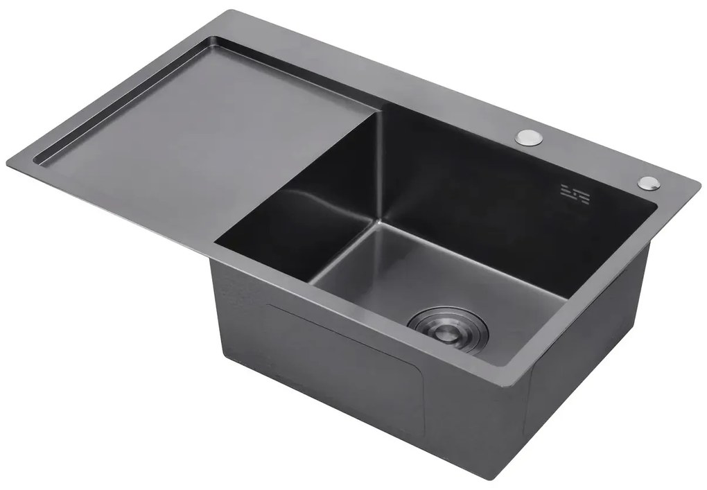 Erga HD, 1-komorový oceľový drez 780x490x210 mm, pravý, grafitová, ERG-MLS-HD7849RB