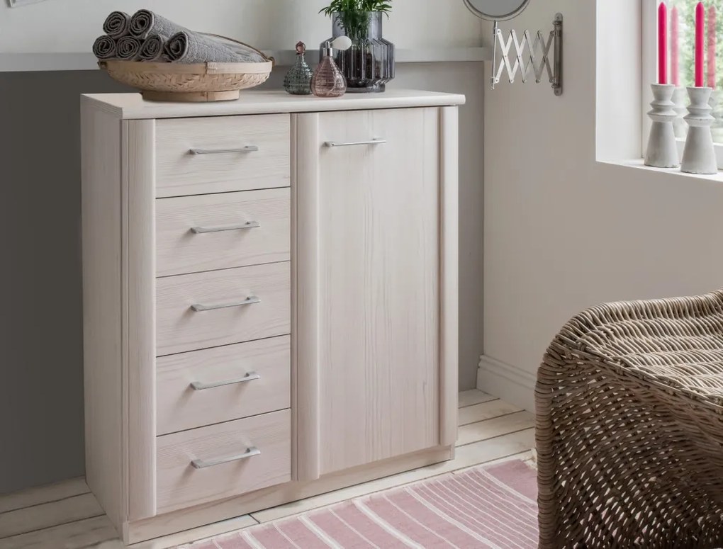 Skrinka so zásuvkami Luxor 93 cm, smrekovec polárny